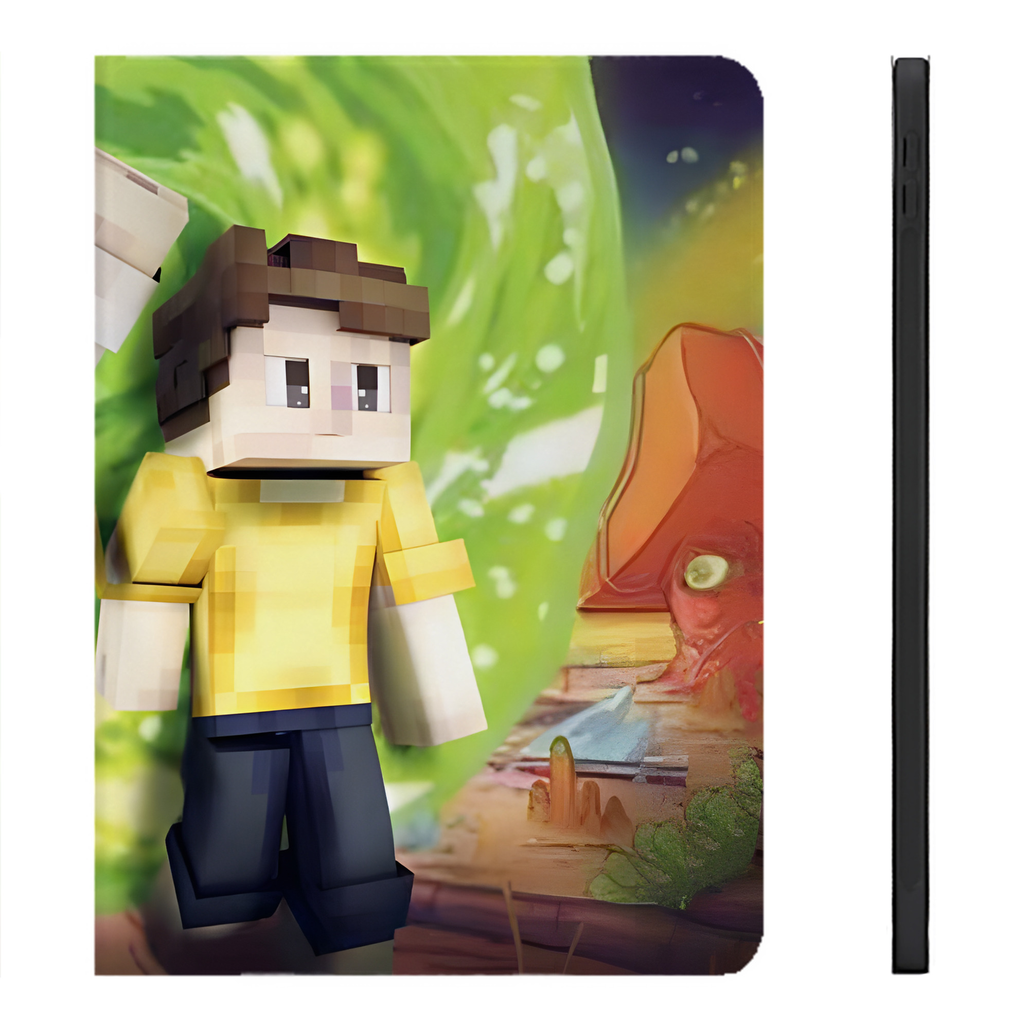 （画像用） マインクラフト ブロックの世界 Minecraft MC Block world IPadケース ペンホルダー付き ブックスタイルデザイン